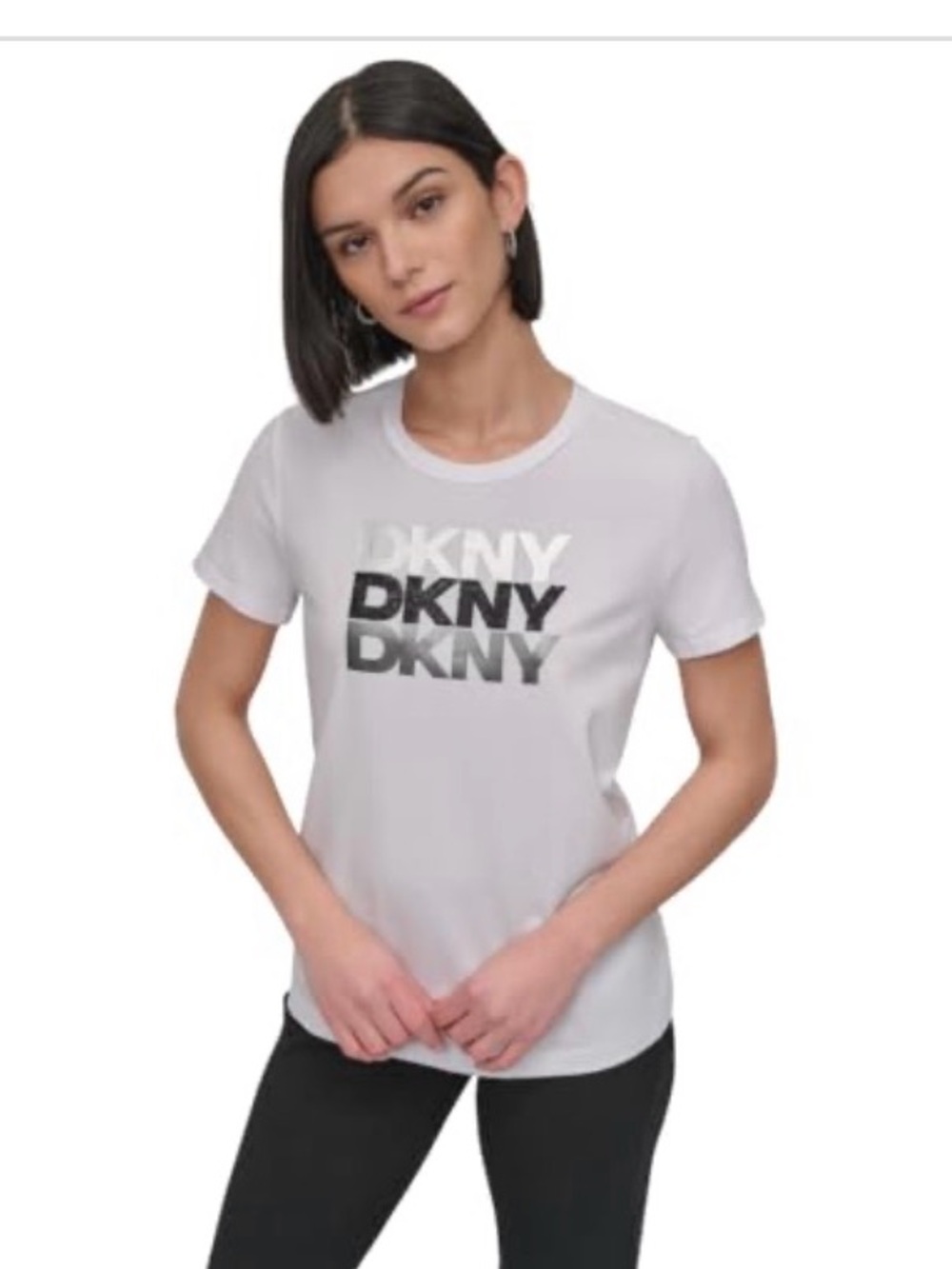 DKNY DKNY Womens Short Sleeve Triple Logo T-Shirt